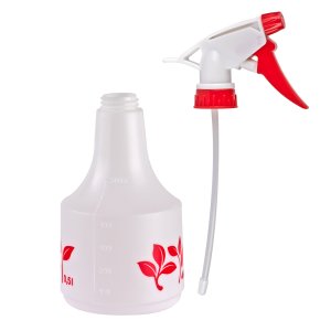 Kunststoff Sprühflasche Sprüher 500 ml mit Skala je 100 ml weiß rot für Garten