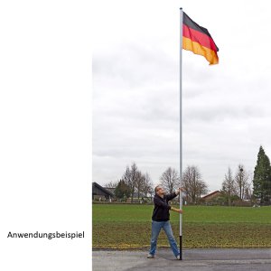 Alu Fahnenmast Flaggenmast Fahnenstange 6,10m + Deutschlandfahne Fahne Flagge