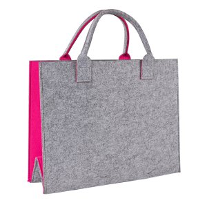 Filztasche Shopper XL hellgrau/pink