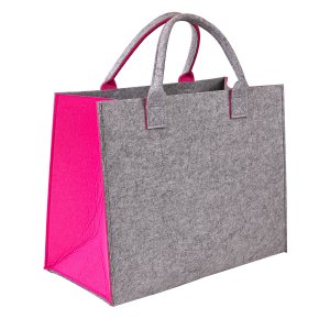 Filztasche Shopper XL hellgrau/pink