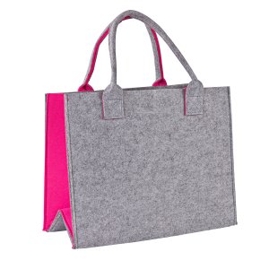 Filztasche Shopper L hellgrau/pink