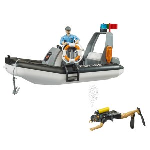 BRUDER bworld Polizei Schlauchboot, Rundumleuchte,