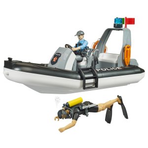 BRUDER bworld Polizei Schlauchboot, Rundumleuchte,