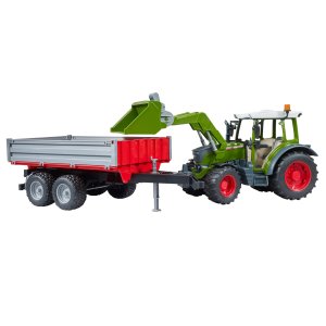 BRUDER Spielzeug Traktor Fendt Vario 211 mit Frontlader + Bordwandanh&auml;nger 02182