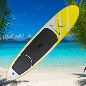 SUP Stand Up Paddle Board 305x71 cm Surfboard gelb aufblasbar + Paddel + Zubeh&ouml;r
