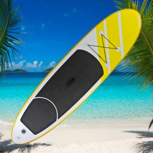 SUP Stand Up Paddle Board 305x81 cm Surfboard gelb aufblasbar + Paddel + Zubeh&ouml;r