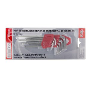 Winkelschl&uuml;ssel Innensechskant/Kugelkopf Satz 9tlg