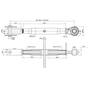 Traktor Unterlenker Stabilisator M24x3 420-570 mm verzinkt m. Drehschutz Knebel