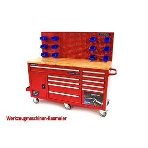 Werkstattwagen - Werkzeugwagen mit Schubladensystem und Rückwand in rot-8745