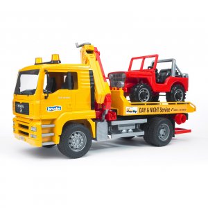 BRUDER Kinder Spielzeug MAN TGA Abschlepp - LKW + Geländewagen Jeep M1:16 02750