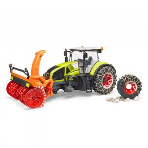 BRUDER Spielzeug Claas Axion 950 Traktor mit Schneeketten + Schneefräse / 03017