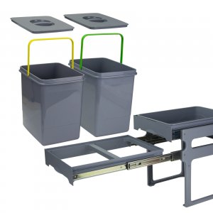 Einbau Abfallbehälter/Mülleimer 2x15 Ltr. + Ablage