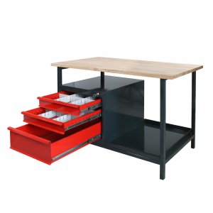 Werkbank Werktisch Arbeitstisch Werkstatt Tisch "Eko 3S" mit 3 Schubladen rot