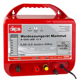 Weidezaungerät Elektrozaungerät Weidegerät Elektro Weide Mammut A1200 LED 12V