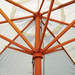 Holz-Sonnenschirm Balkonschirm Gartenschirm Sonnenschutz 2,80 m rund weiß-beige