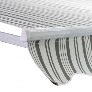 Alu - Markise Sonnenschutz grau weiß gestreift 3x2,5 m 300x250 cm Wand + Decke