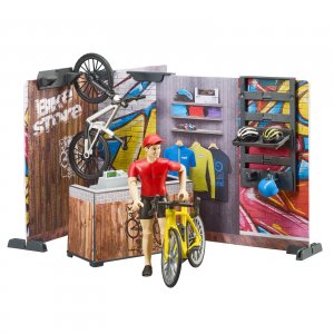 BRUDER Spielzeug bworld Fahrradshop Fahrrad Rad Laden Shop mit Wertkstatt 63120