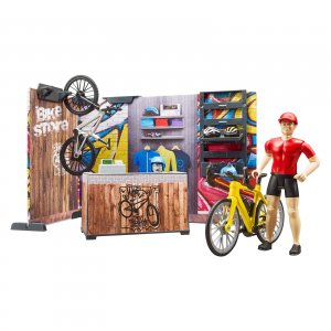 BRUDER Spielzeug bworld Fahrradshop Fahrrad Rad Laden Shop mit Wertkstatt 63120