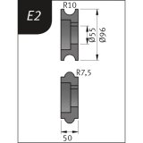 Biegerollensatz Typ E2, &Oslash; 96 x 55 x 50 mm, R 10 / 7,5 mm