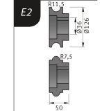 Biegerollensatz Typ E2, &Oslash; 126 x 36 x 50 mm, R 11,5 / 7,5 mm