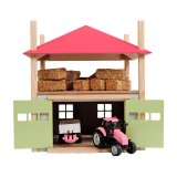 Spielzeug Holz Heuschober mit Lager Heulager Bauernhof Gebäude rosa M 1:32