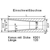 Konus Einschweißrohr m. Verdrehs. 120x44-ø36/24
